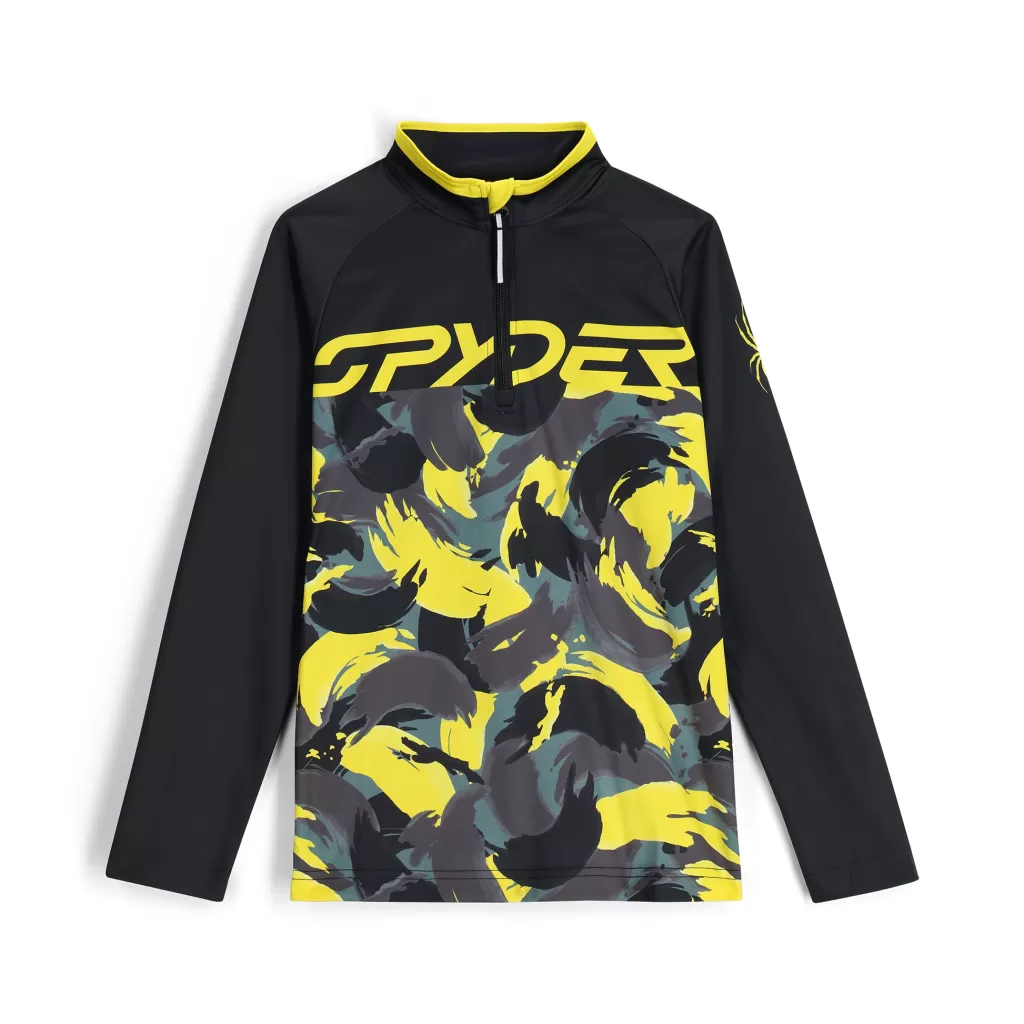 Kids Spyder Boys Camo Half Zip - Acid Yellow