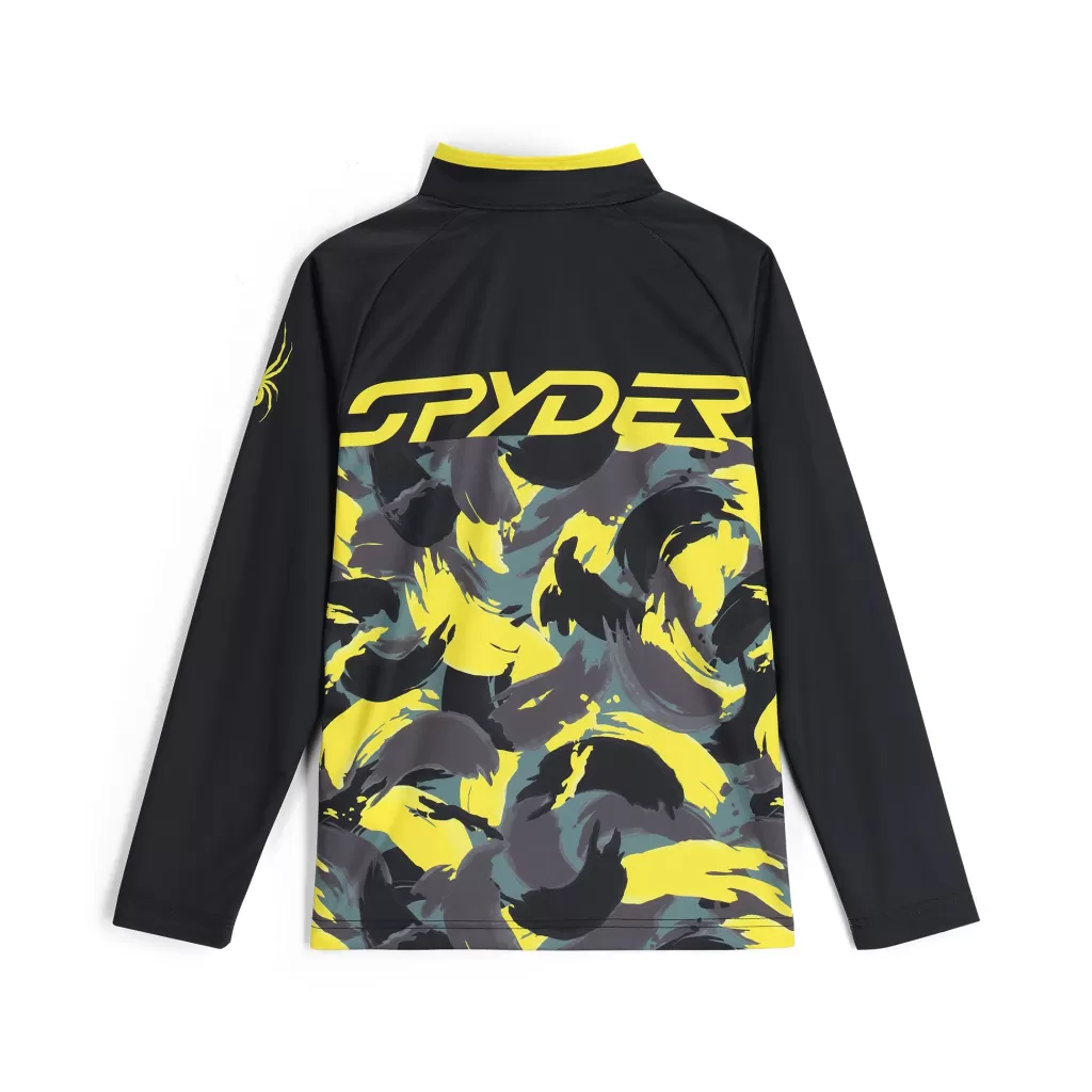 Kids Spyder Boys Camo Half Zip - Acid Yellow