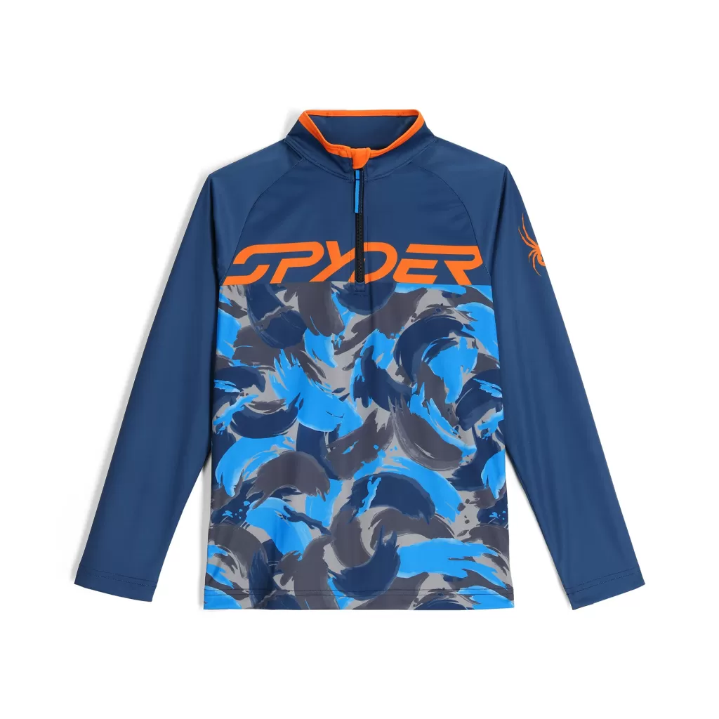 Kids Spyder Boys Camo Half Zip - True Navy