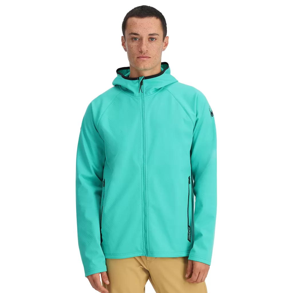 Spyder Mens Gridweb ShellFleece™ Hoodie - Teal Green