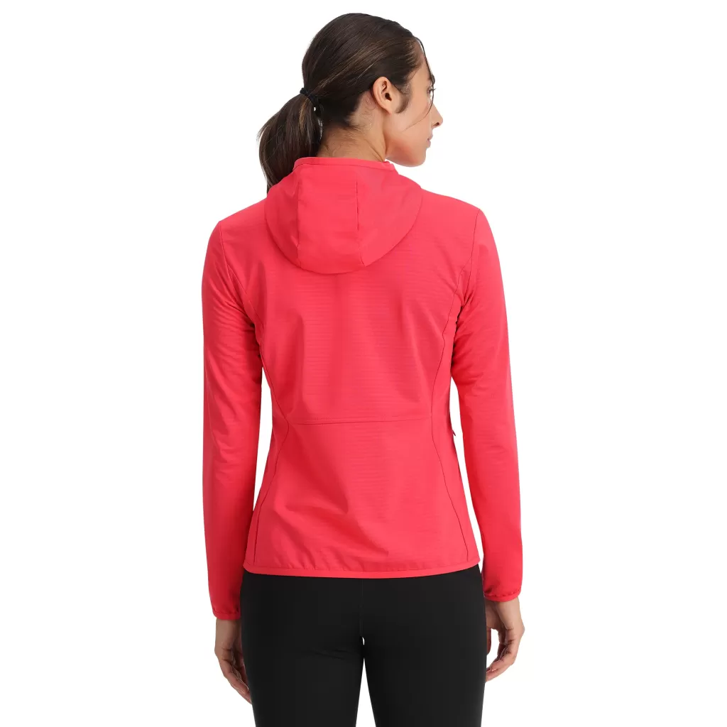 Women Spyder Womens Gridweb Fleece Hoodie - Prism Pink